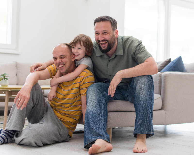 Gay couple with child