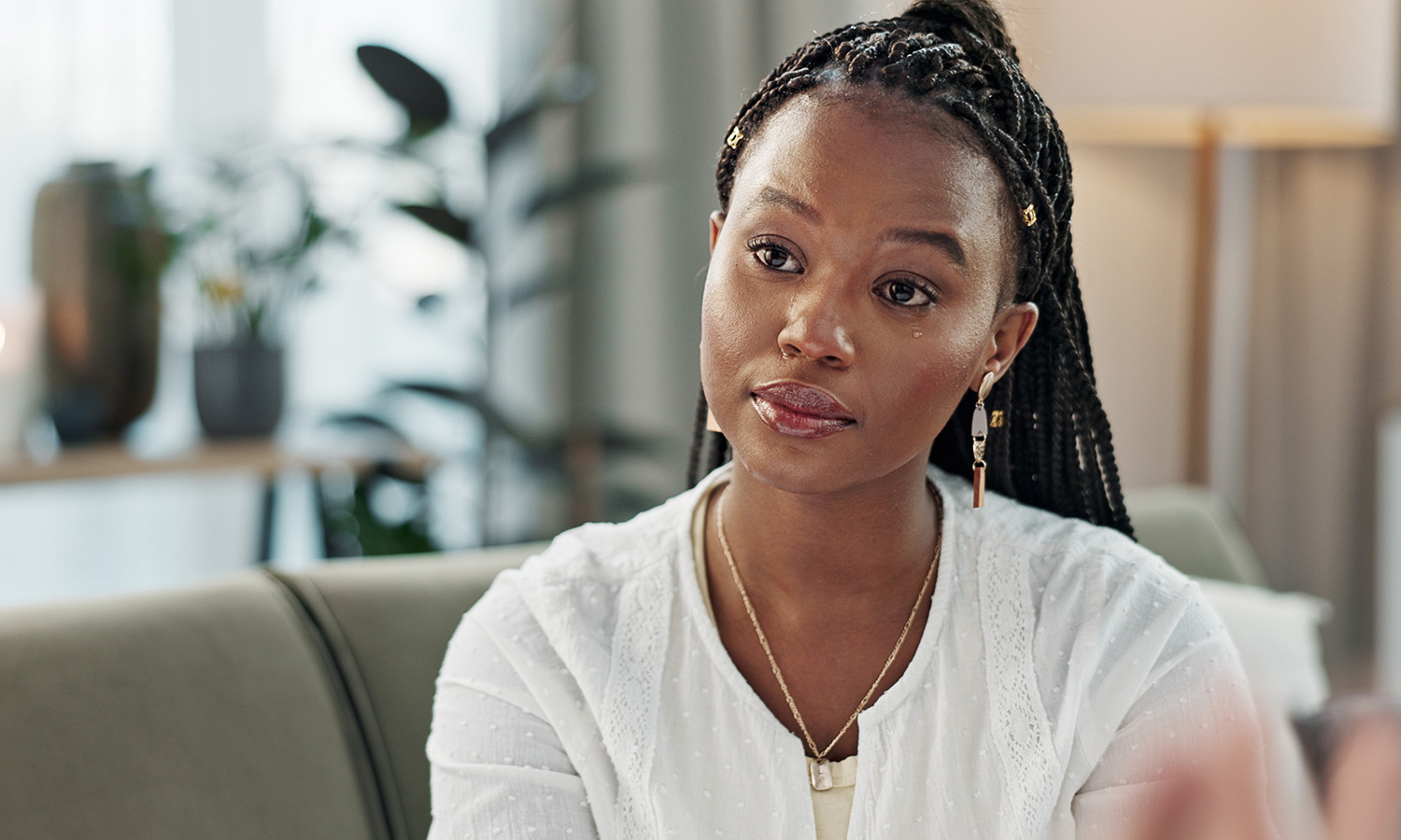 Black woman in therapy session in New York